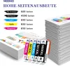 A stack of printer ink cartridges and stacks of paper with charts and graphs. Produktbild-Vorschau