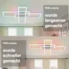 Two images of a modern LED ceiling light with RGB color-changing capabilities, demonstrating different speeds of color looping. Anteprima dell’immagine prodotto