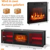 The image shows an electric fireplace and a TV stand with dimensions and shipping information. Voir les images du produit