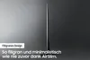 A side profile of a very thin television against a plain gray background. Produktbild-Vorschau