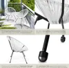 A collage of images showcasing garden chairs on a balcony and close-ups of their features. Náhled obrázku produktu
