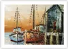 Poster - Poster ohne Rahmen - Kutter Hafen Öl - 70x50 cm - Produktbild-Vorschau 1