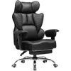 A black ergonomic gaming chair with a headrest and footrest is shown against a white background. Voir les images du produit