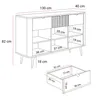 A diagram showing the dimensions of a kommode (chest of drawers) and one of its drawers. Produktbild-Vorschau