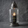 Schwarze LED-Kerze mit Kreuz und Flammeneffekt, Produktbild-Vorschau 5
