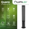 Product information and image of a black bollard light. Anteprima dell’immagine prodotto