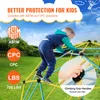 A child is climbing on a geometric climbing dome in a backyard. Produktbild-Vorschau