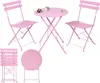 A pink metal bistro set with a round table and two chairs, shown from multiple angles. Produktbild-Vorschau