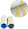 Two paint roller heads with yellow stripes on a white background, with a close-up inset view of the texture. Anteprima dell’immagine prodotto