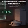 A white robot vacuum cleaner is docked on its charging station, with a green overlay showing '30%' battery life. Podgląd zdjęcia produktu