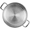 A top-down view of a stainless steel steamer insert with handles, placed on a white background. Produktbild-Vorschau