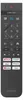 A close-up view of a black remote control with various buttons and app icons. Voir les images du produit