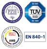 A collage of certification logos and standards. Podgląd zdjęcia produktu