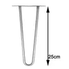 A single hairpin table leg is shown against a white background with a measurement indicator. Produktbild-Vorschau