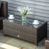 Outsunny Garten Beistelltisch aus Polyrattan, Braun 85 x 50 Produktbild-Vorschau 2