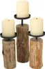 Kerzenleuchter Tempe 3er Set Holz rustikal Produktbild-Vorschau 5