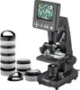 A digital microscope with accessories, including storage containers, is displayed against a white background. Produktbild-Vorschau