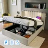Polsterbett Doppelbett Leselicht mit Ladefunktion Kopfteil Produktbild-Vorschau 1