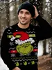 A man wearing a Grinch-themed Christmas sweater in a snowy outdoor setting. Produktbild-Vorschau