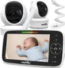 A collage of a baby monitor system, including the parent unit with a baby on screen, and two camera units, one with a flexible stand. Náhled obrázku produktu