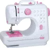 A white and pink electric sewing machine is shown from a front-side angle against a white background. Náhled obrázku produktu