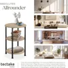 A collage showing a side table and lifestyle images of the table in different rooms. Produktbild-Vorschau