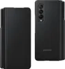 A product shot of a black smartphone case with a flip cover and a separate shot of the back of the phone case. Produktbild-Vorschau