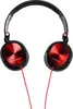 A pair of red and black over-ear headphones are shown against a white background. Produktbild-Vorschau