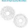 Two round microfiber mop pads are shown against a white background. The top pad has a fluffy texture, while the bottom pad has a quilted appearance. Produktbild-Vorschau