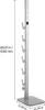 A silver floor stand for a vacuum cleaner, with dimensions indicated. Produktbild-Vorschau