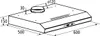 A technical drawing of a kitchen range hood with dimensions indicated. Produktbild-Vorschau