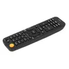 A black remote control with orange power button is shown against a white background. Voir les images du produit