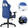 A blue and white gaming chair with black accents and a black base with wheels. Anteprima dell’immagine prodotto