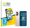 A product shot showing the packaging for a screen protector, along with the product itself and a sample of the screen protector. Produktbild-Vorschau