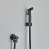 Handheld Bidet-Sprayer, Edelstahl, Wandmontage, schwarzes Produktbild-Vorschau 2