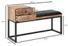 FineBuy gepolsterte Sitzbank 100 cm Massivholz Echtleder Produktbild-Vorschau 3