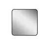 A square mirror with rounded corners and a black frame, displayed against a white background. Produktbild-Vorschau