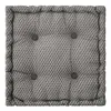 A square floor cushion with a geometric pattern and tufted buttons. Podgląd zdjęcia produktu