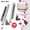 A collage of images showcasing drawer slides and their features, including a close-up of the mechanism and the drawer slides themselves. Anteprima dell’immagine prodotto