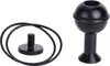 Two black diving accessories, a screw with a rubber ring and a ball joint, are displayed on a white background. Anteprima dell’immagine prodotto