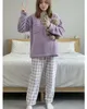Pyjama - für Frauen - Hose mit langärmeligem Shirt - Produktbild-Vorschau 2