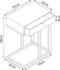 A line drawing diagram of a laptop table with dimensions. Náhled obrázku produktu