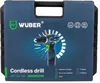 The image shows the packaging of a cordless drill. The packaging is dark blue and features a graphic of the drill with radiating lines, along with brand logos and product specifications. Náhľad obrázku produktu