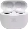 A pair of white JBL TUNE 125BT in-ear headphones are shown inside their charging case, with the lid open. Produktbild-Vorschau