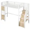 Hochbett mit Fensterdesign, Sicherheitsgeländer und offener Produktbild-Vorschau 12