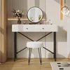 Coiffeuse Flieks avec tabouret rembourré, coiffeuse aspect Voir les images du produit 2