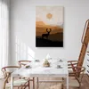 Muralo Leinwandbild Canvas für Esszimmer BERGE Hirsch Sonne Produktbild-Vorschau 3