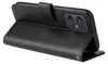 A black flip phone case is shown from the side, open to reveal the phone inside. Produktbild-Vorschau