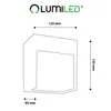 Diagram showing the dimensions of an outdoor wall light. Podgląd zdjęcia produktu