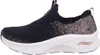 A side view of a black Skechers sneaker with rose gold accents. Náhled obrázku produktu
